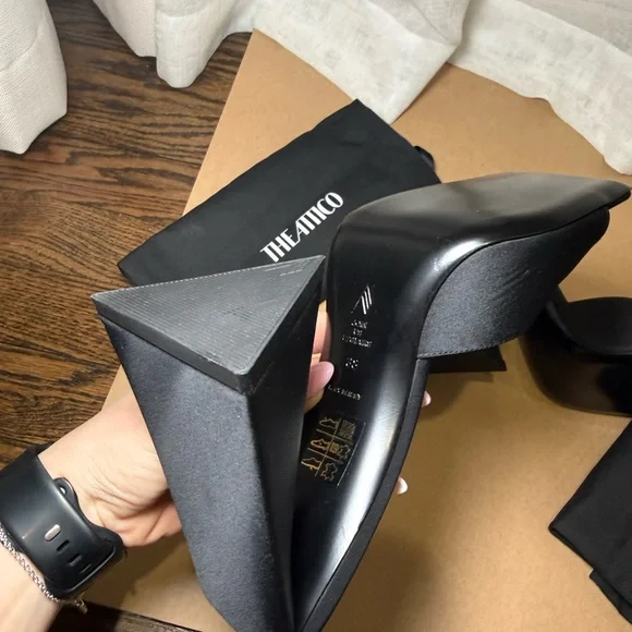 The Attico Devon Mules Black Satin Sculptural Heel EU 38 - Picture 5 of 5